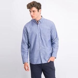 NWOT 100% Cotton Chambray Men’s Hawker Rye Button Down Shirt Front Pocket Preppy